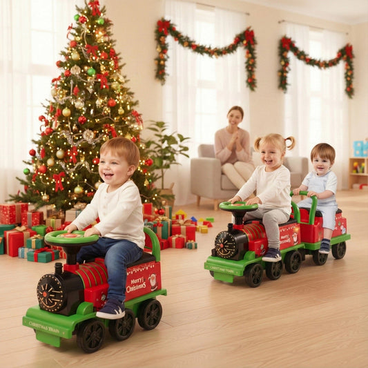 6V Toddler Ride On Train Combo: Track Ride & 2-Seater Carriage Set - Tampa Home & Garden Store