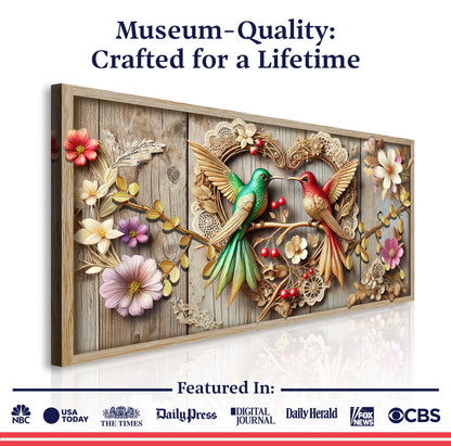 3D Hummingbirds Wall Art VII canvas by Tailored Canvases with a wood frame and hummingbirds on Tampa Home & Garden Store