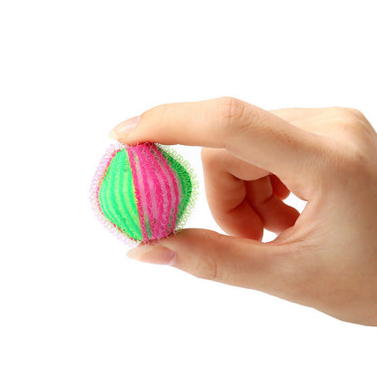 Stevvex Pet Hair Remover Laundry Ball, reusable lint remover ball with green pink mesh strands on Tampa Home & Garden Store