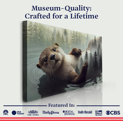 Otter Double Exposure Wall Art Canvas by Tailored Canvases with forest backdrop on Tampa Home & Garden Store