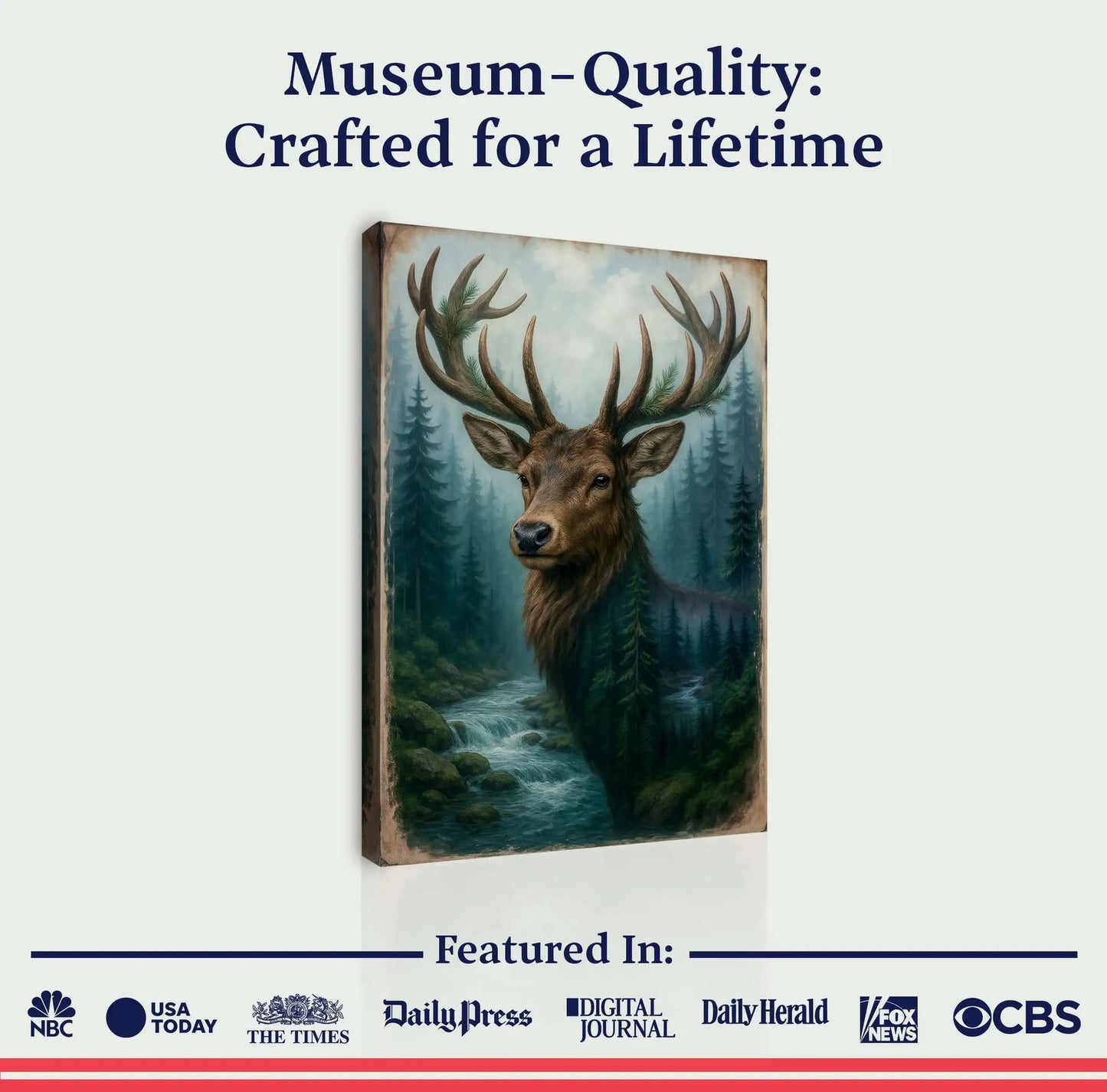 Misty Stag Double Exposure Wall Art Canvas Print