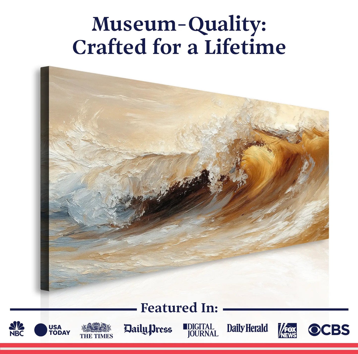 Ocean Wave Seascape Wall Art III canvas by Tailored Canvases in warm beige ocean tones on Tampa Home & Garden Store