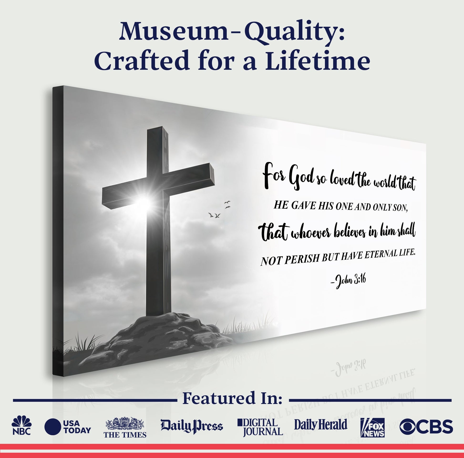 John 3:16 Faith Sign VI canvas by Tailored Canvases with cross and scripture text on Tampa Home & Garden Store