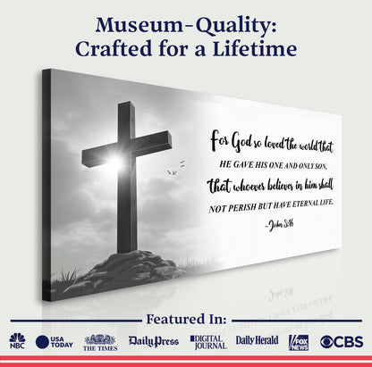 John 3:16 Faith Sign VI canvas by Tailored Canvases with cross and scripture text on Tampa Home & Garden Store