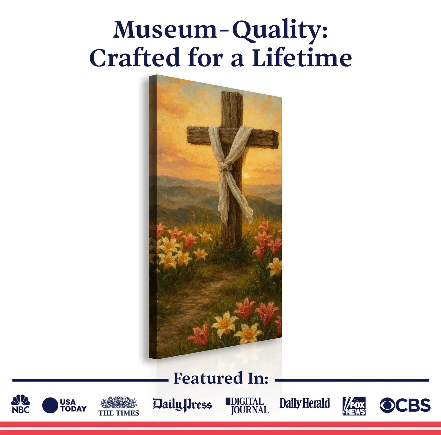 Cross and Flowers Faith Wall Art III Canvas