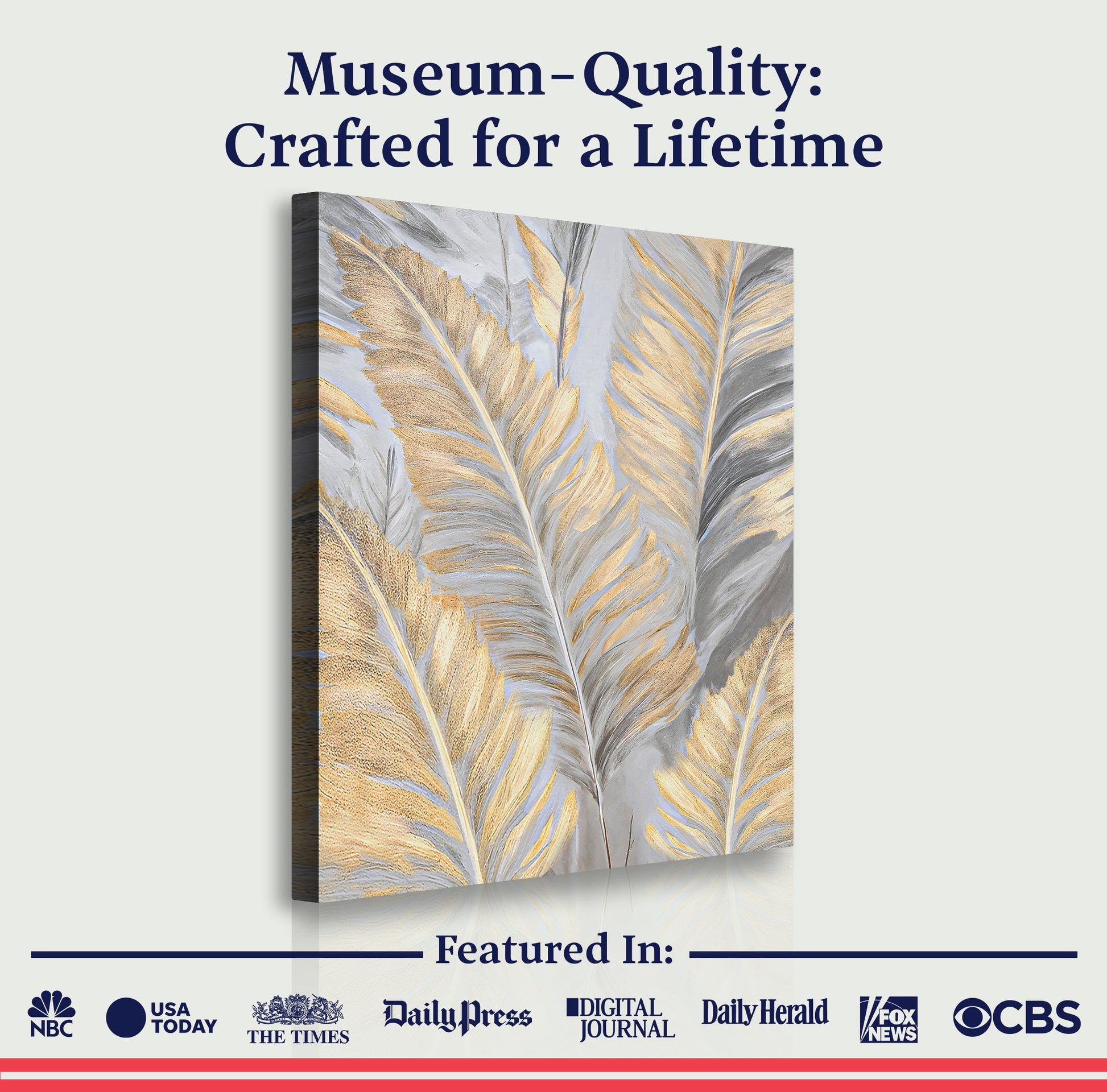 Luxury Gold and Silver Leaf Wall Art canvas with metallic accents on gray background on Tampa Home & Garden Store