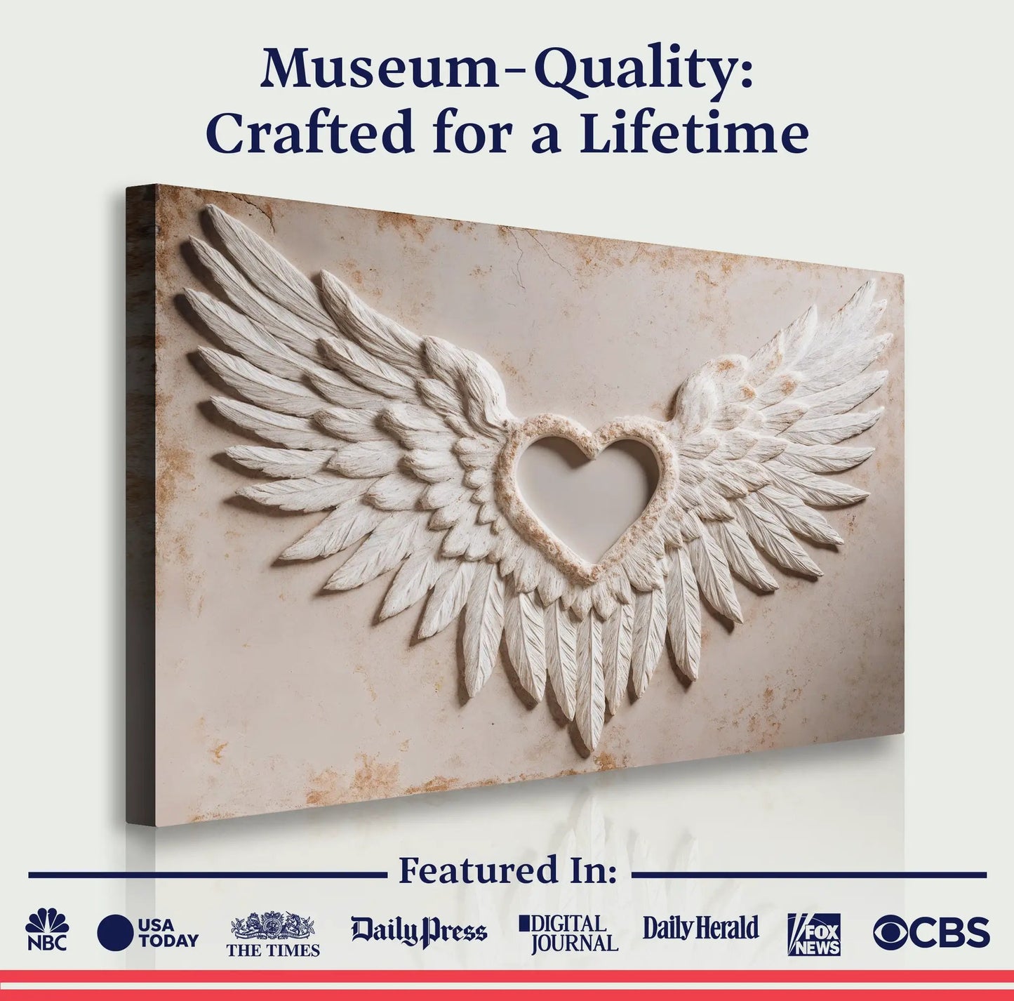 Wings of Love II Crafting Canvas by Tailored Canvases; white wings on textured beige background on Tampa Home & Garden Store