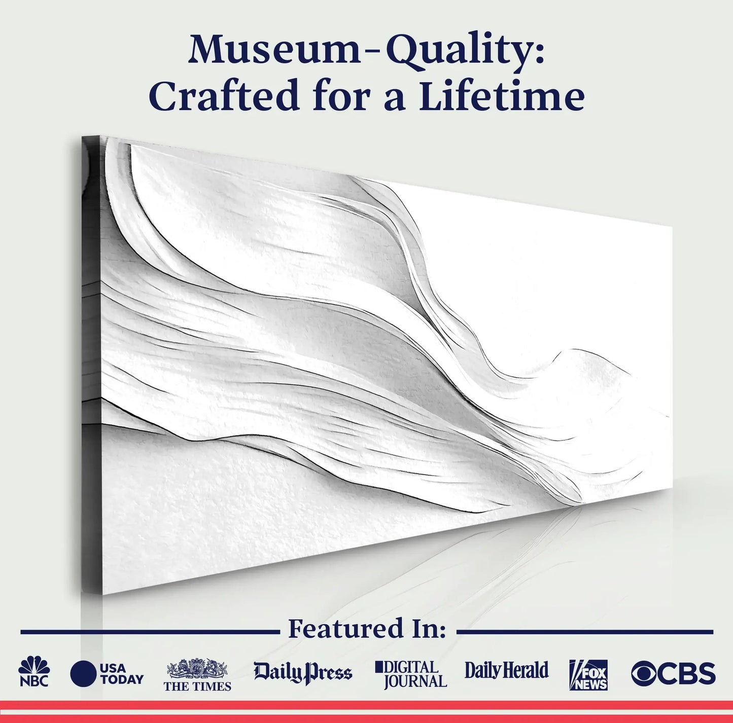 White minimalist canvas wall art by Tailored Canvases, crafting canvas on Tampa Home & Garden Store