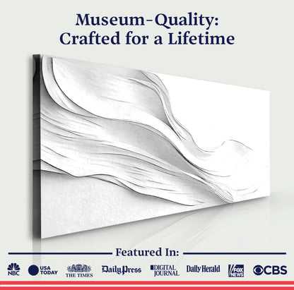 White minimalist canvas wall art by Tailored Canvases, crafting canvas on Tampa Home & Garden Store