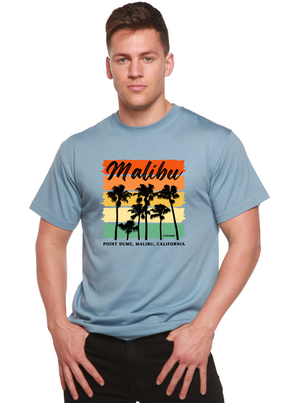 Malibu unisex bamboo short sleeve graphic tee in light blue with palm sunset by Spun Bamboo on Tampa Home & Garden Store