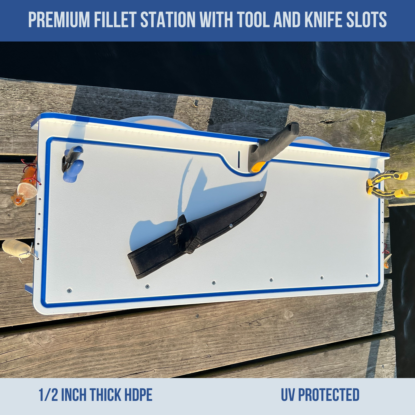 33" Fillet Table Top Cutting Board for 2 Buckets