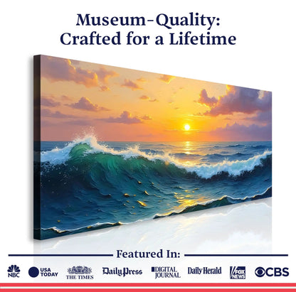 Waterscape Abstract Wall Art XII canvas by Tailored Canvases, sunset ocean waves, gallery edges on Tampa Home & Garden Store