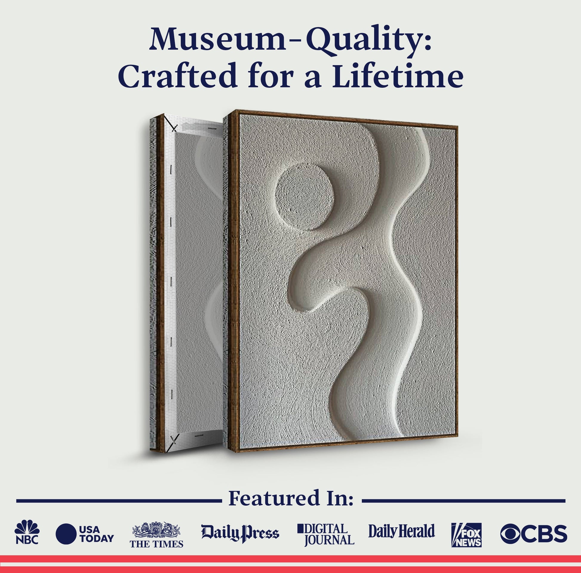 Midcentury Curves Wall Art canvas by Tailored Canvases, textured gray relief with wood frame on Tampa Home & Garden Store