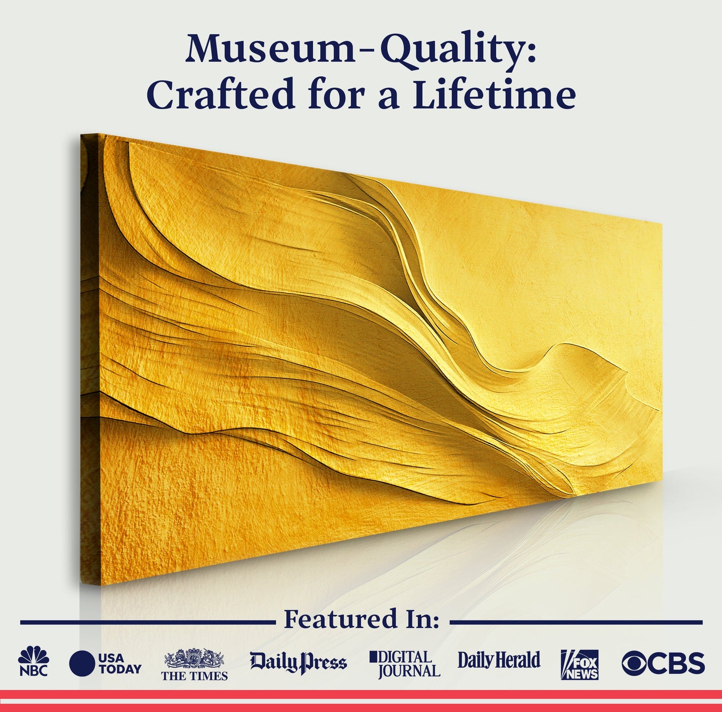Gold Minimalist Wall Art Canvas by Tailored Canvases featuring textured gold curves on Tampa Home & Garden Store