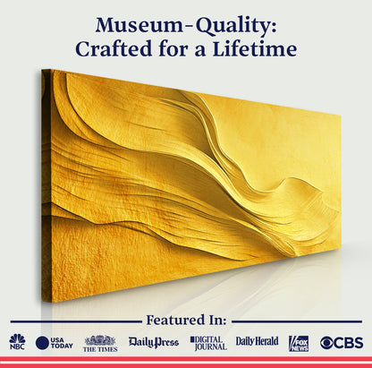 Gold Minimalist Wall Art Canvas by Tailored Canvases featuring textured gold curves on Tampa Home & Garden Store