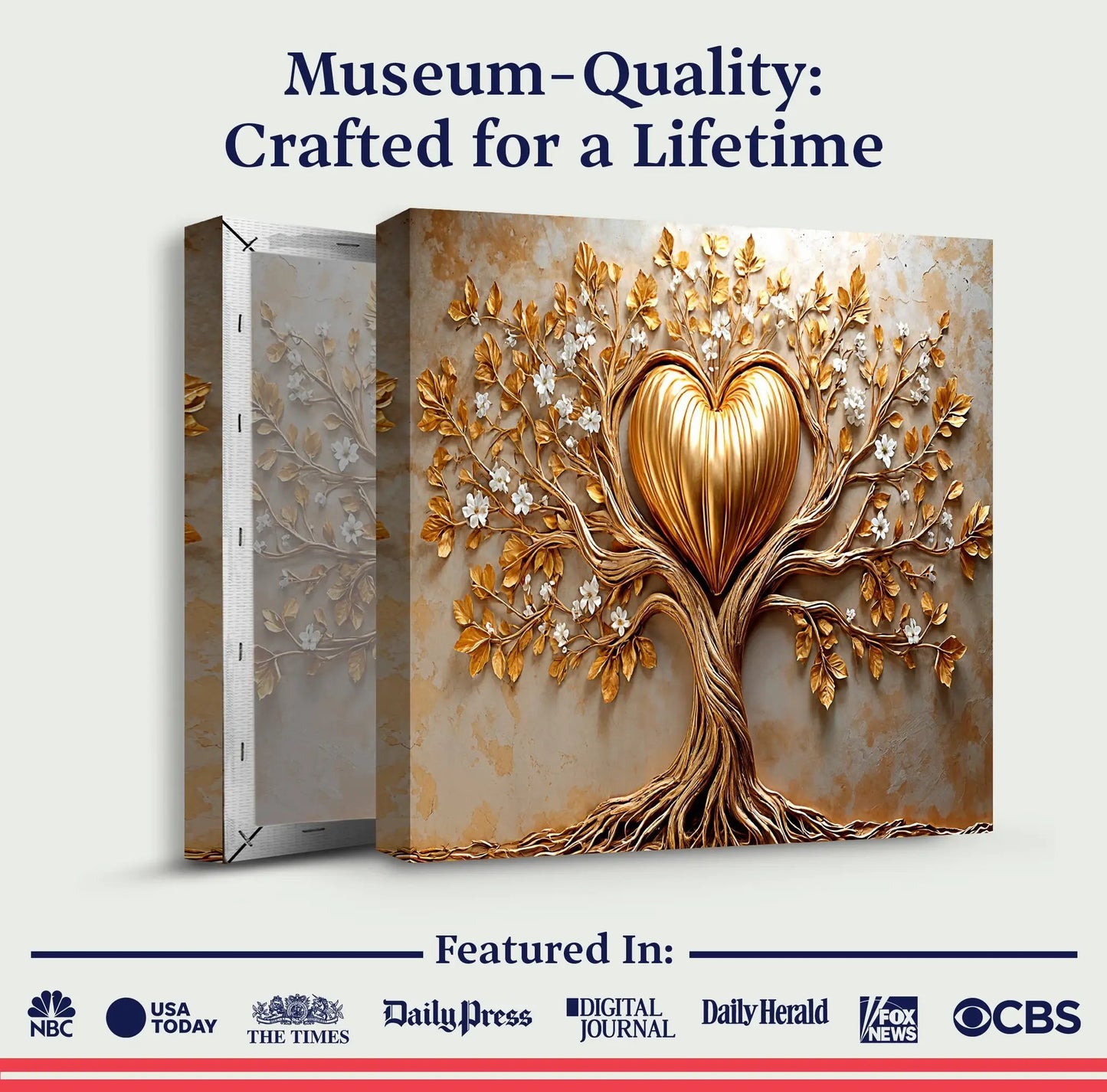 Golden Tree Heart canvas wall art, multi-panel crafting canvas by Tailored Canvases on Tampa Home & Garden Store