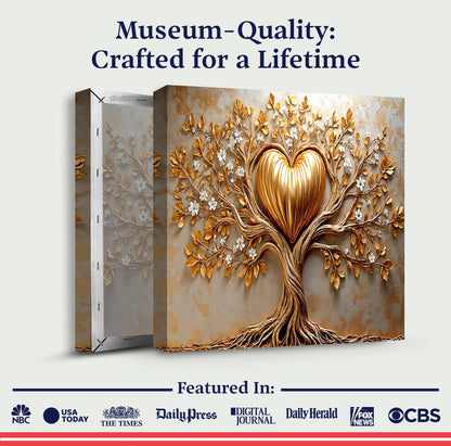 Golden Tree Heart canvas wall art, multi-panel crafting canvas by Tailored Canvases on Tampa Home & Garden Store