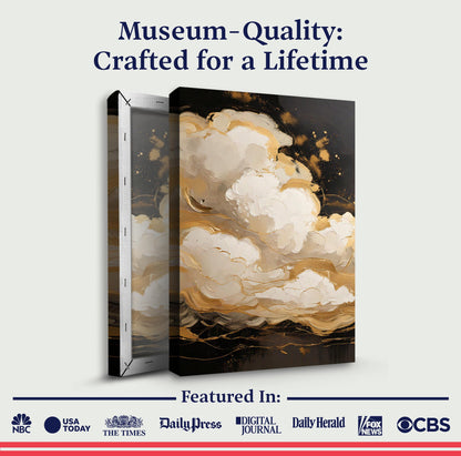 Auric Cloud Wall Art canvas triptych by Tailored Canvases with gold cream swirls on Tampa Home & Garden Store