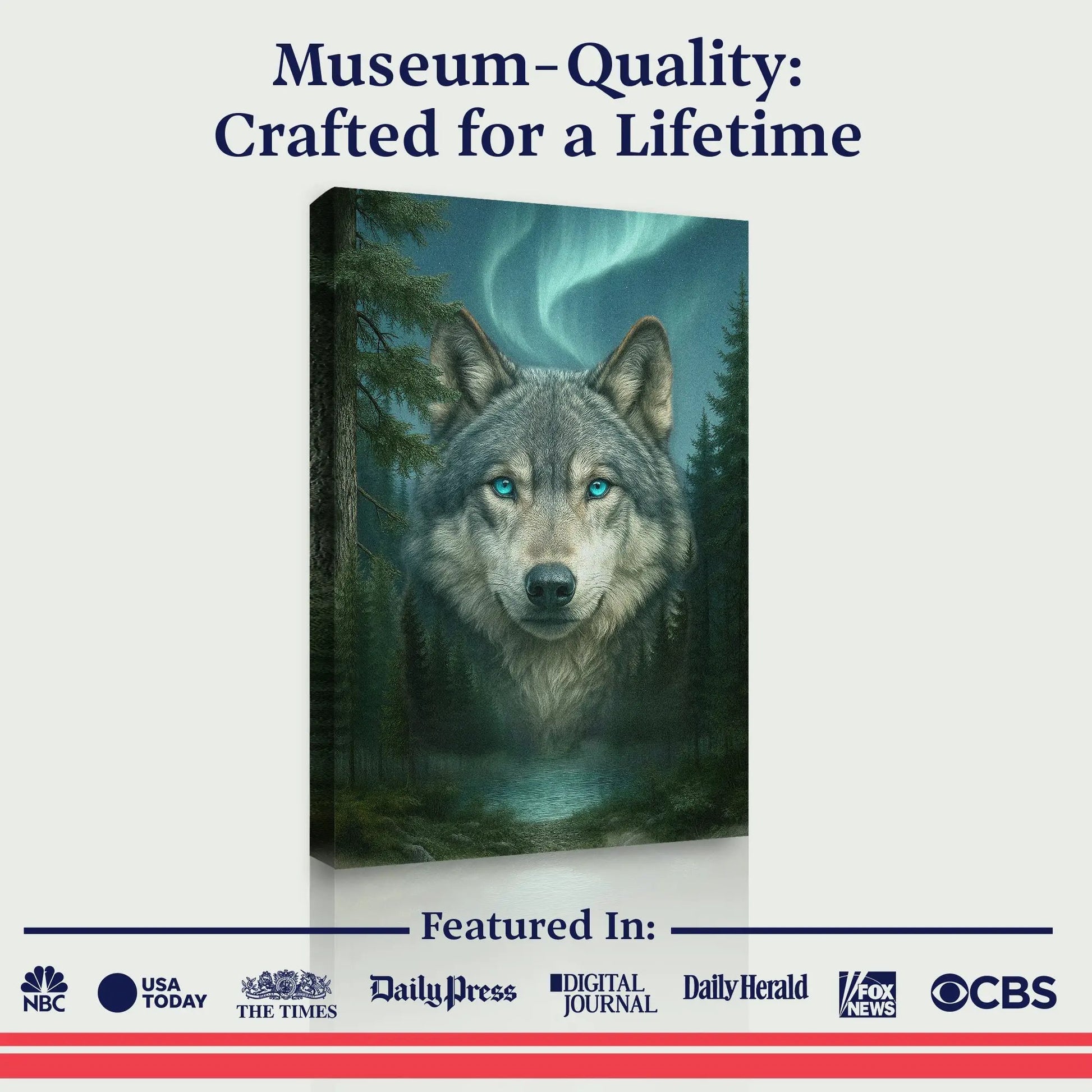 Wolf Northern Symphony Wall Art canvas; gray wolf with blue eyes in forest on Tampa Store on Tampa Home & Garden Store
