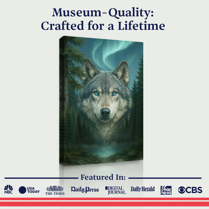 Wolf Northern Symphony Wall Art canvas; gray wolf with blue eyes in forest on Tampa Store on Tampa Home & Garden Store