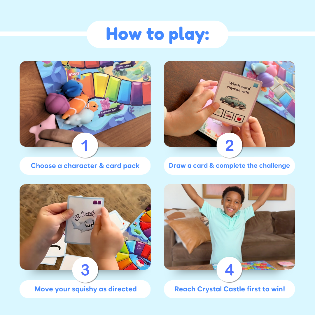 Squishyland educational toy by The Fidget Games: four-step play board with squishy figures on Tampa Home & Garden Store
