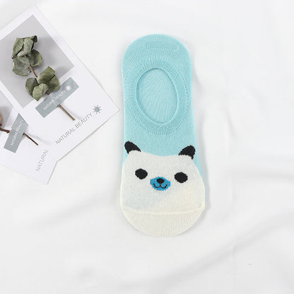 Stevvex panda ankle sock light blue cotton with white panda face design low-cut on Tampa Home & Garden Store