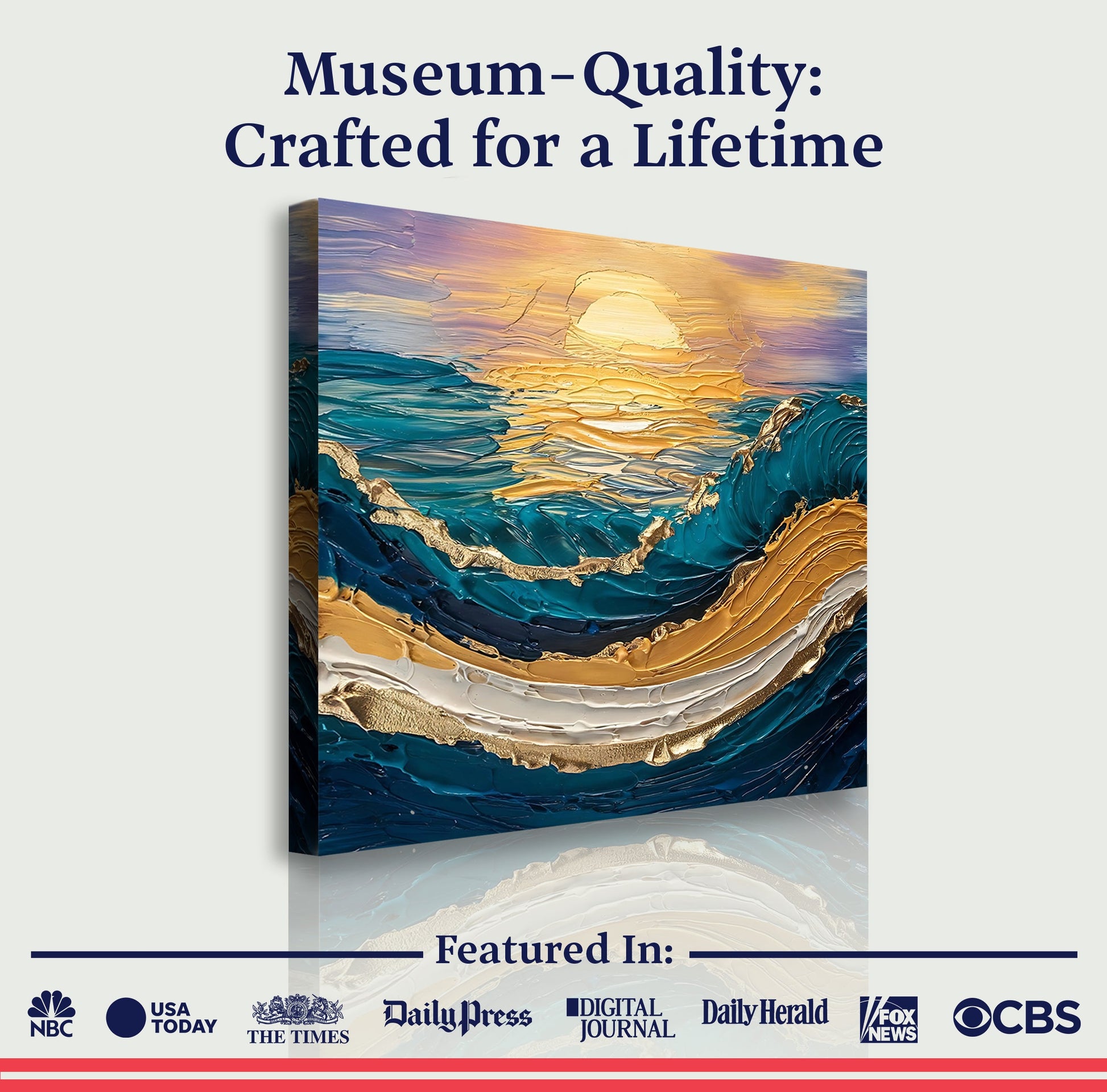 Golden Hour Wall Art crafting canvas by Tailored Canvases with textured sunset ocean impasto on Tampa Home & Garden Store