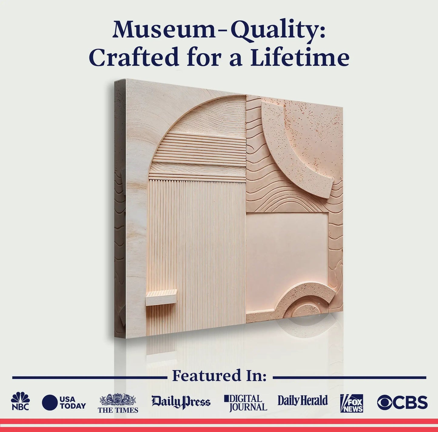 Minimalist Peach Clay Wall Art canvas with sculpted curves Tailored Canvases on Tampa Home & Garden Store
