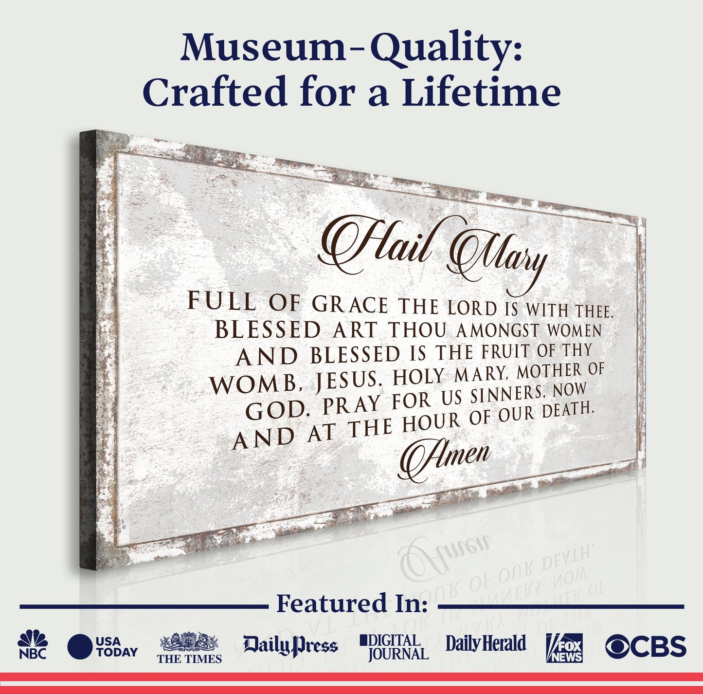 Canvas crafting Hail Mary Faith Sign II Tailored Canvases rustic plaque with script and verses on Tampa Home & Garden Store