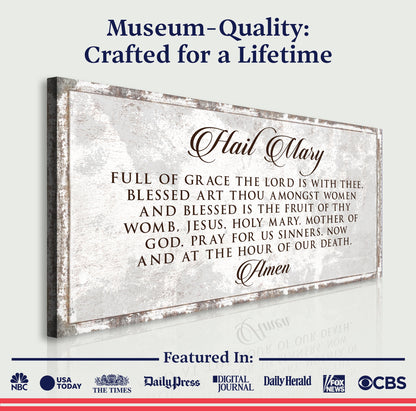 Canvas crafting Hail Mary Faith Sign II Tailored Canvases rustic plaque with script and verses on Tampa Home & Garden Store