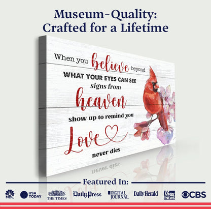 Canvas sign When You Believe Beyond Faith Sign II Tailored Canvases with wood background on Tampa Home & Garden Store