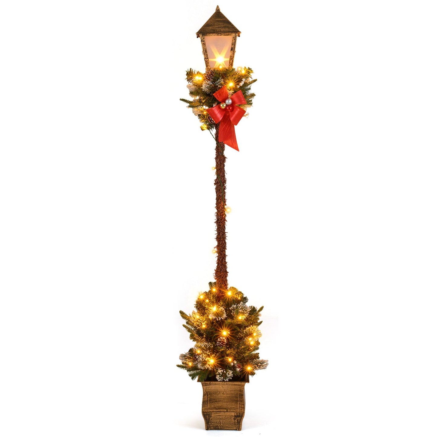 6.1 ft Christmas pre-lit street lamp with greenery and snowy branches DirectDeals lighting on Tampa Home & Garden Store