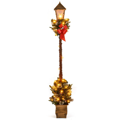 6.1 ft Christmas pre-lit street lamp with greenery and snowy branches DirectDeals lighting on Tampa Home & Garden Store