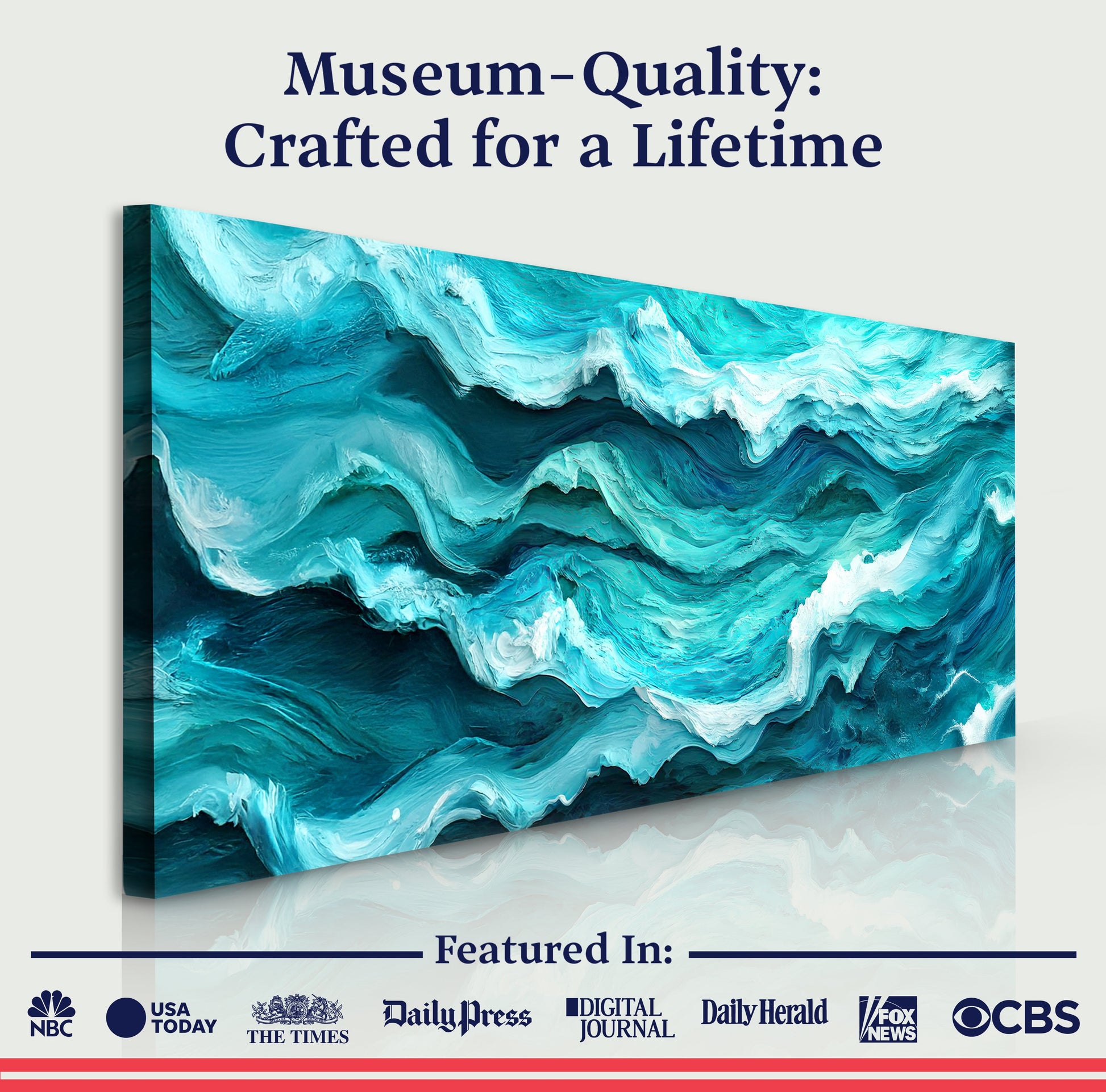 Blue Ocean Coastal Wall Art III canvas with turquoise wave pattern by Tailored Canvases on Tampa Home & Garden Store