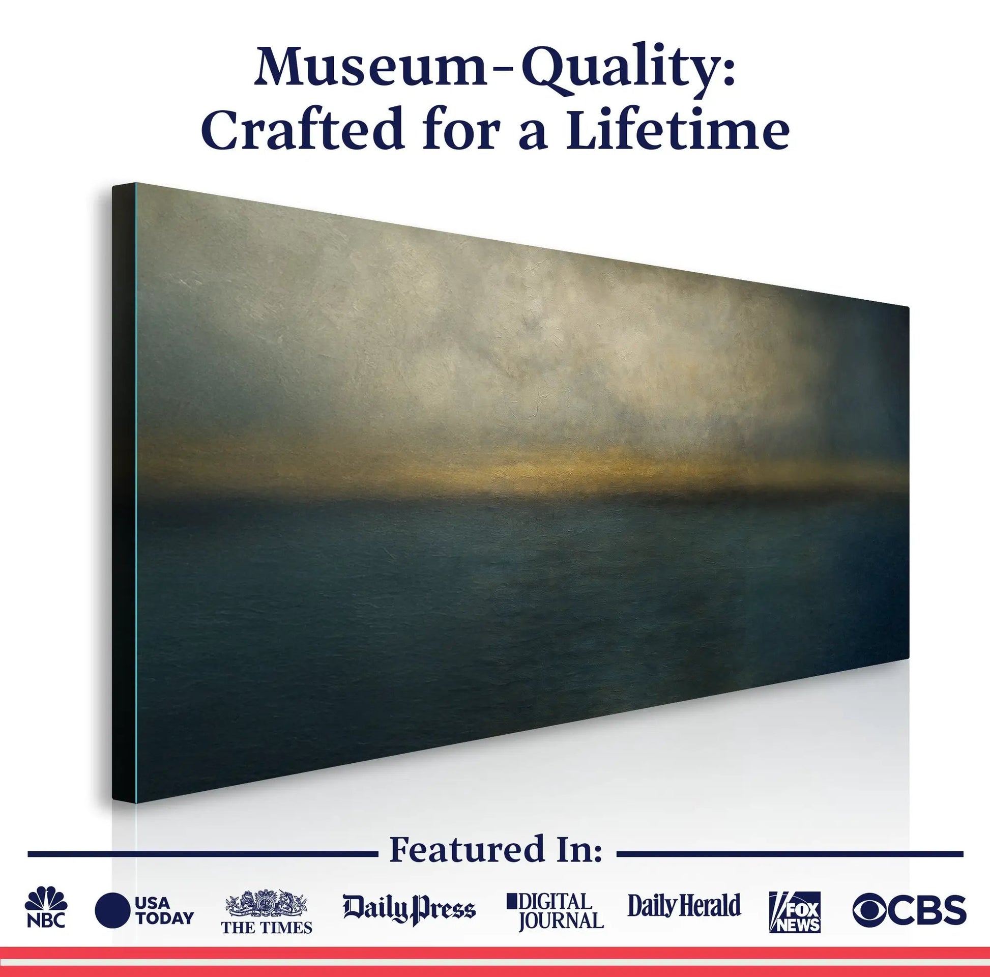 Waterscape Abstract Wall Art canvas by Tailored Canvases, angled edge view with gradient sea on Tampa Home & Garden Store
