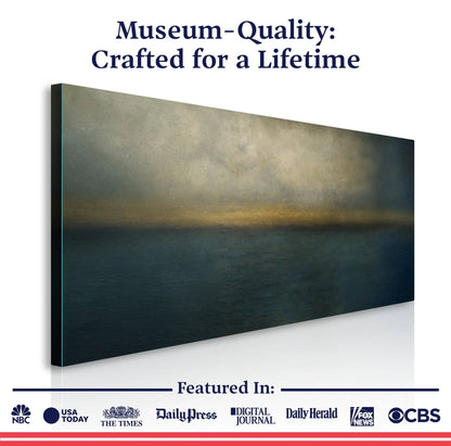 Waterscape Abstract Wall Art canvas by Tailored Canvases, angled edge view with gradient sea on Tampa Home & Garden Store