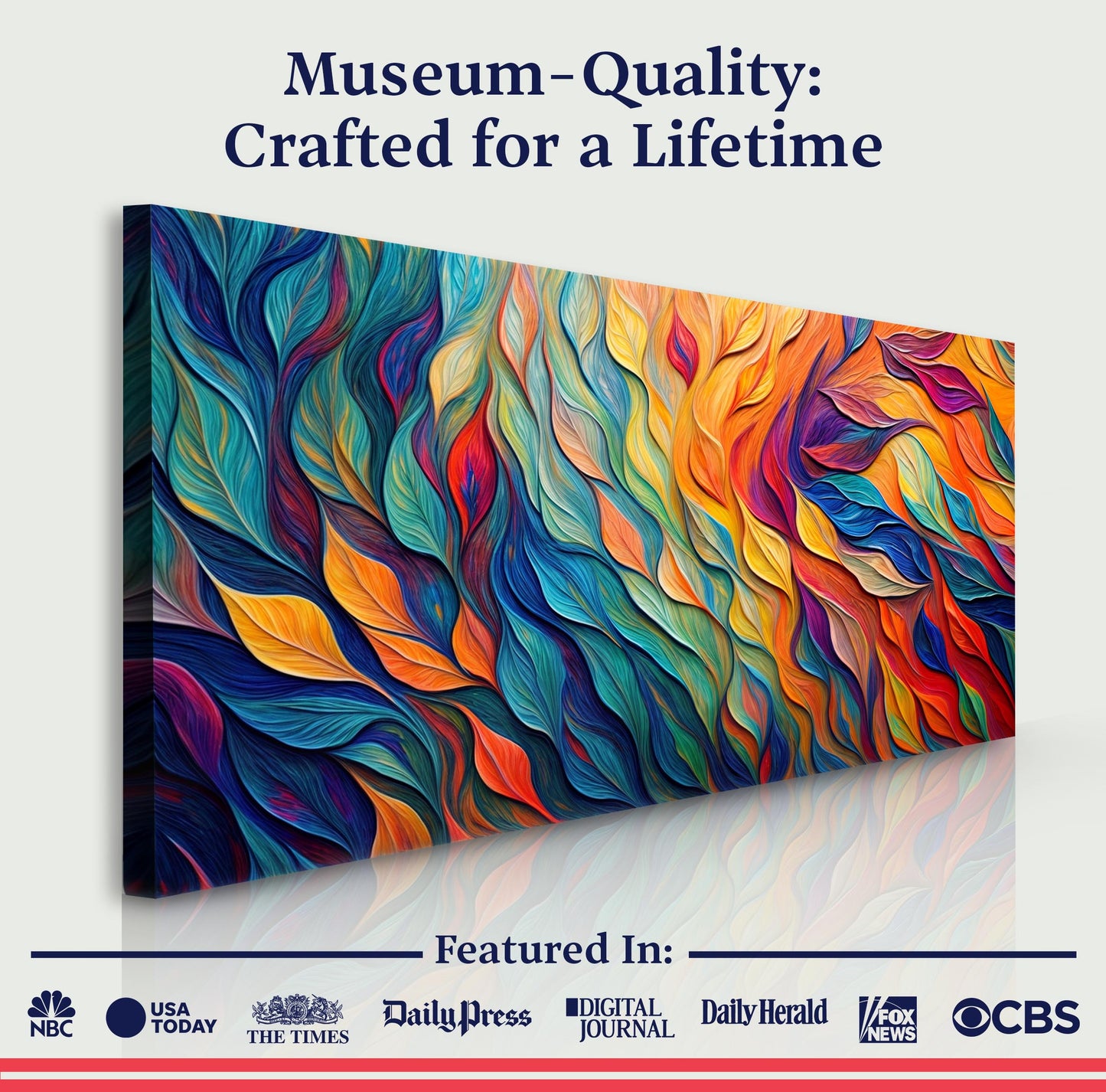 Chroma Whispers Wall Art Canvas by Tailored Canvases in a vibrant abstract leaf design on Tampa Home & Garden Store