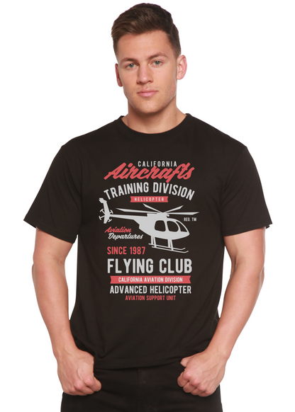 Men's black California Aircraft T-shirt with helicopter print bamboo viscose/organic cotton on Tampa Home & Garden Store