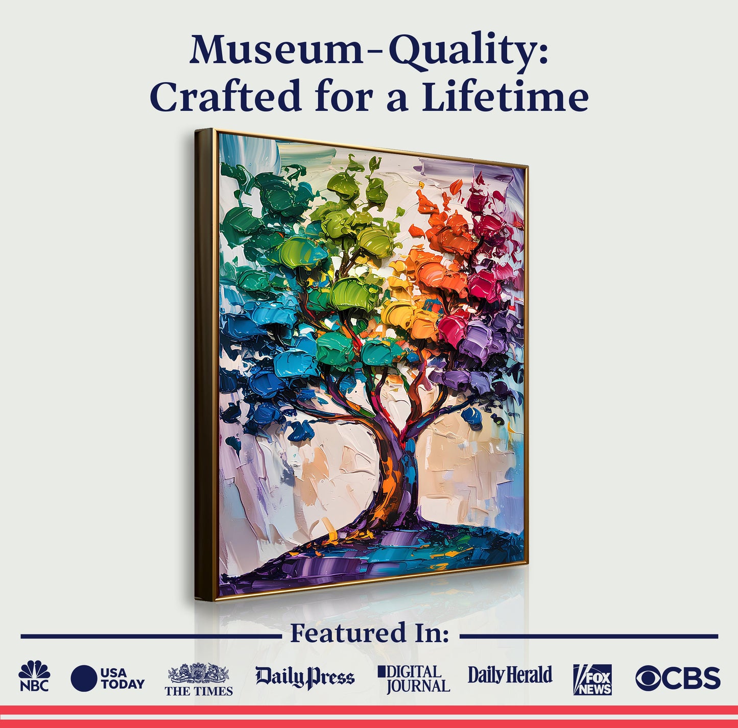 Rainbow Tree Abstract Wall Art Canvas by Tailored Canvases in bold rainbow palette on Tampa Home & Garden Store