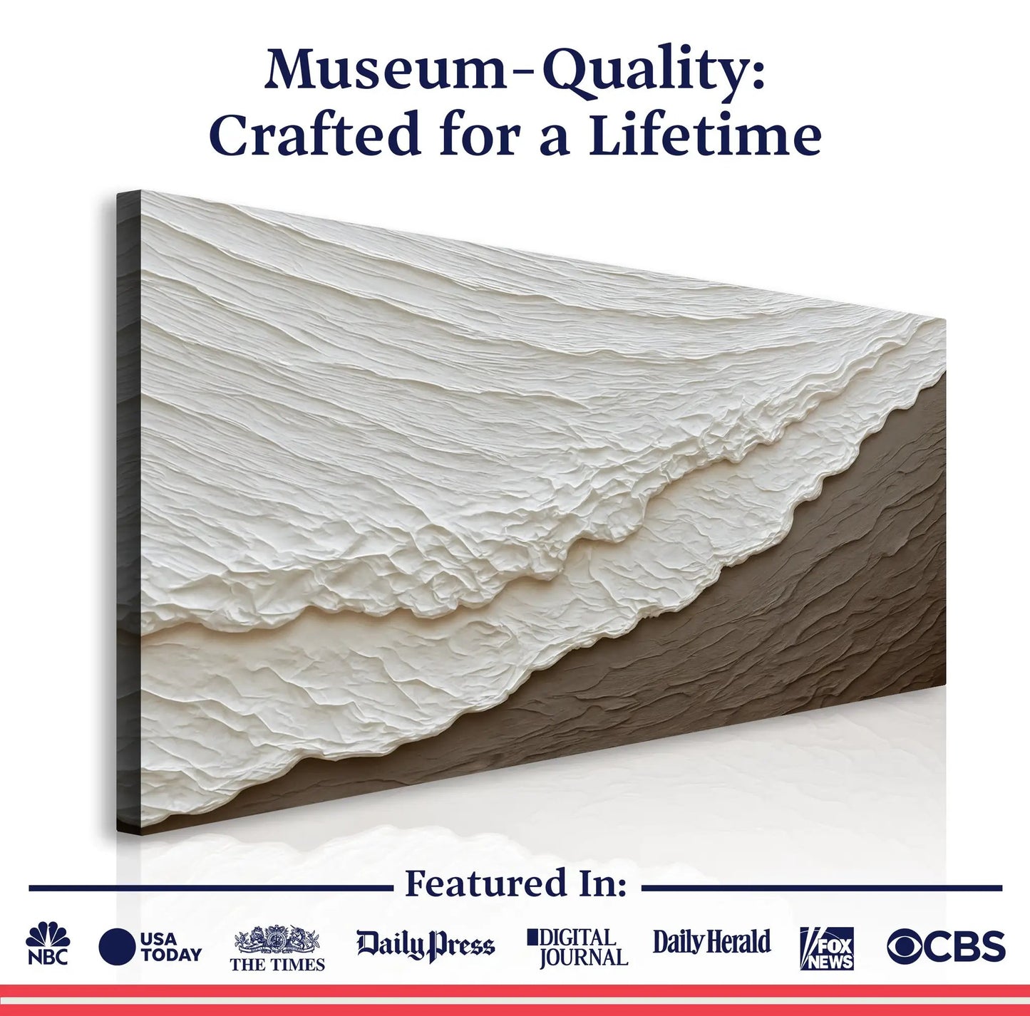 Waves Abstract Wall Art canvas by Tailored Canvases with a textured white surface on Tampa Home & Garden Store