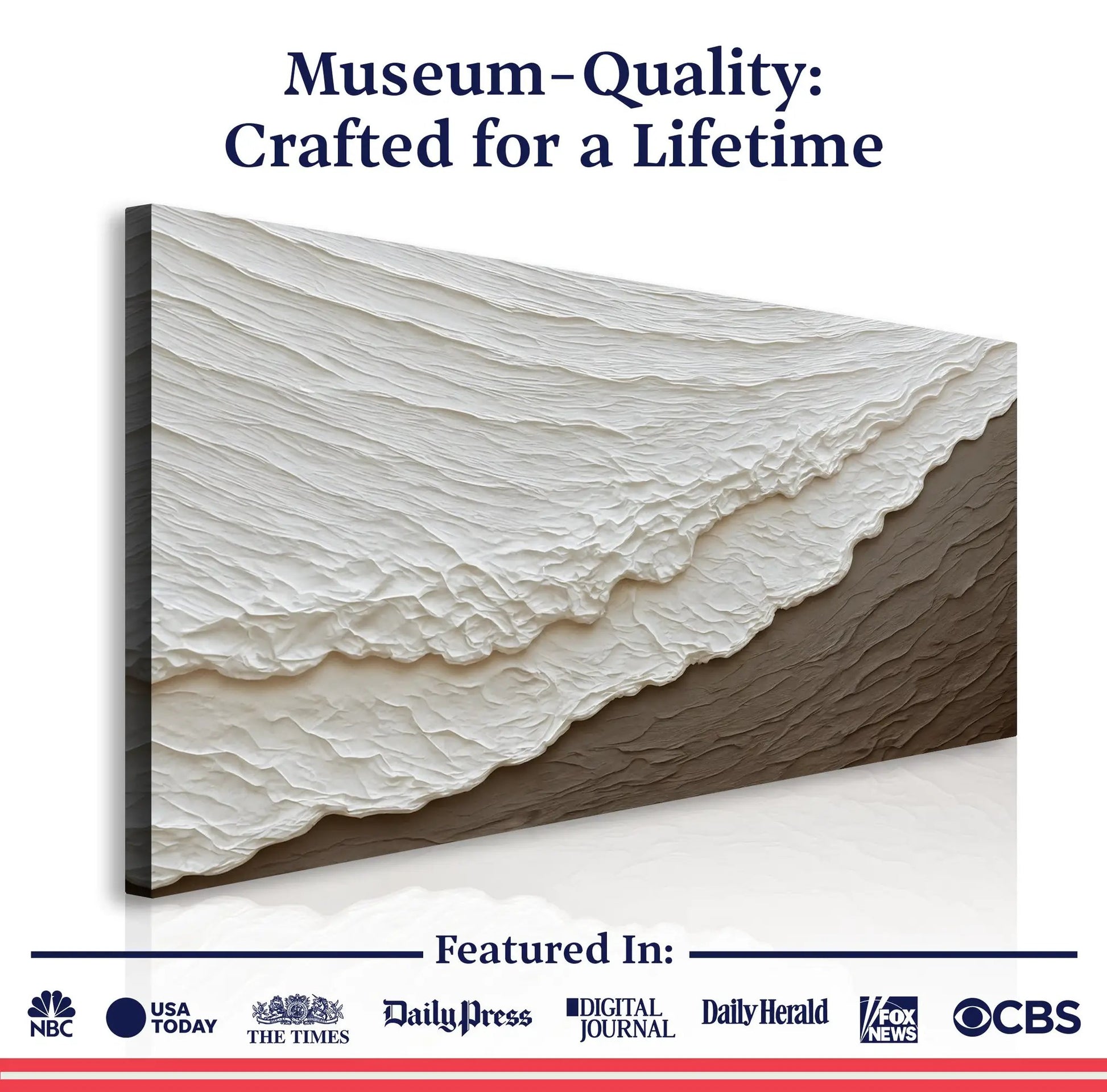 Waves Abstract Wall Art canvas by Tailored Canvases with a textured white surface on Tampa Home & Garden Store