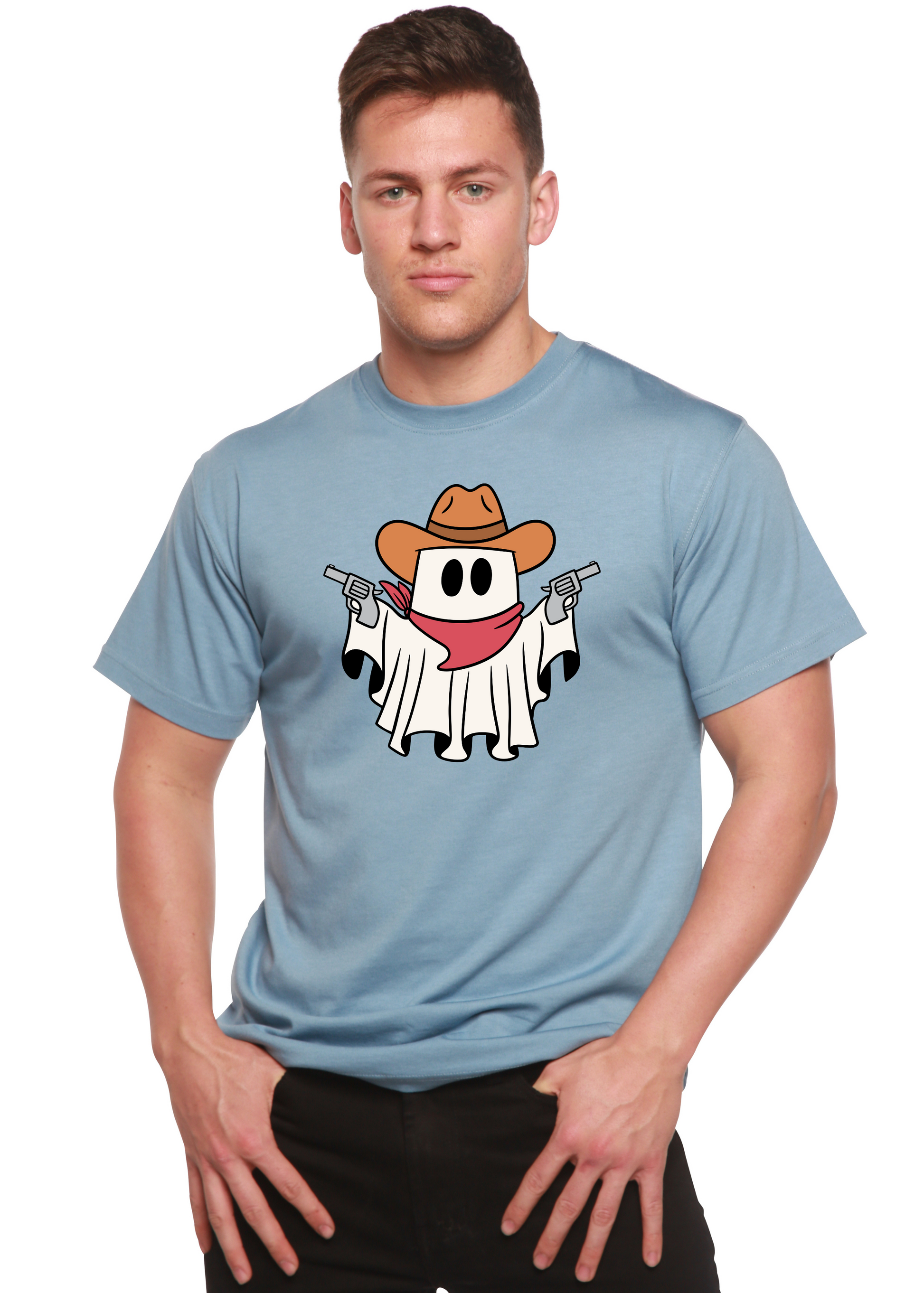Cowboy Ghost unisex tee light blue bamboo viscose/organic cotton Spun Bamboo on Tampa Home & Garden Store