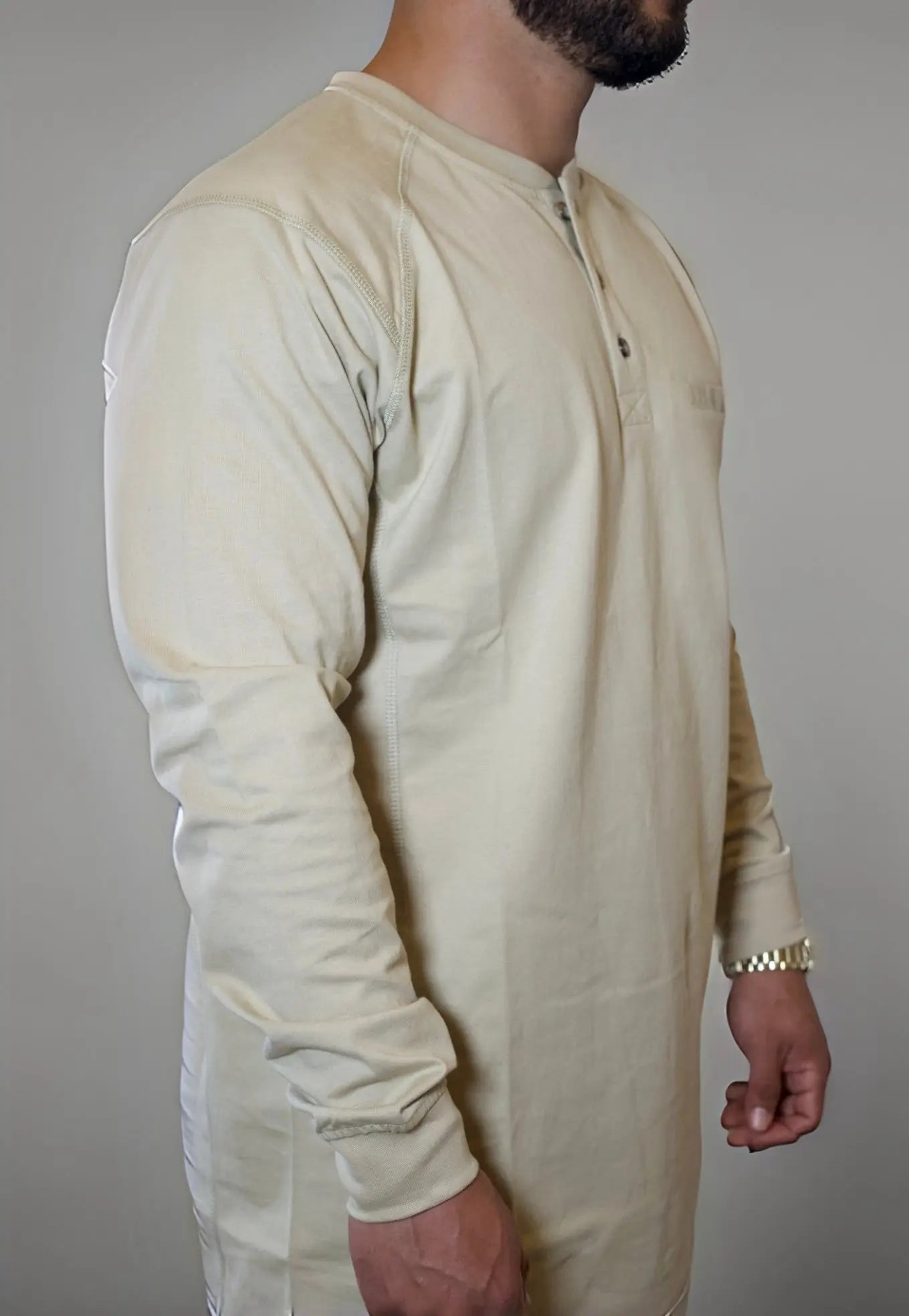 FR 3-Button Henley Shirt Tan by Static FR, Shirts & Tops on Tampa Home & Garden Store