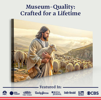 Canvas: 99 Faith Wall Art VIII by Tailored Canvases, shepherd with flock in desert landscape on Tampa Home & Garden Store