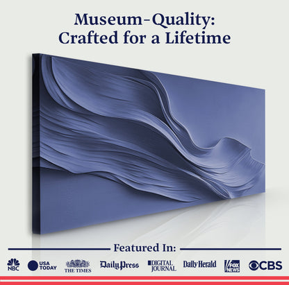 Midnight Navy Minimalist Wall Art Canvas featuring flowing abstract blue ribbons on Tampa Home & Garden Store