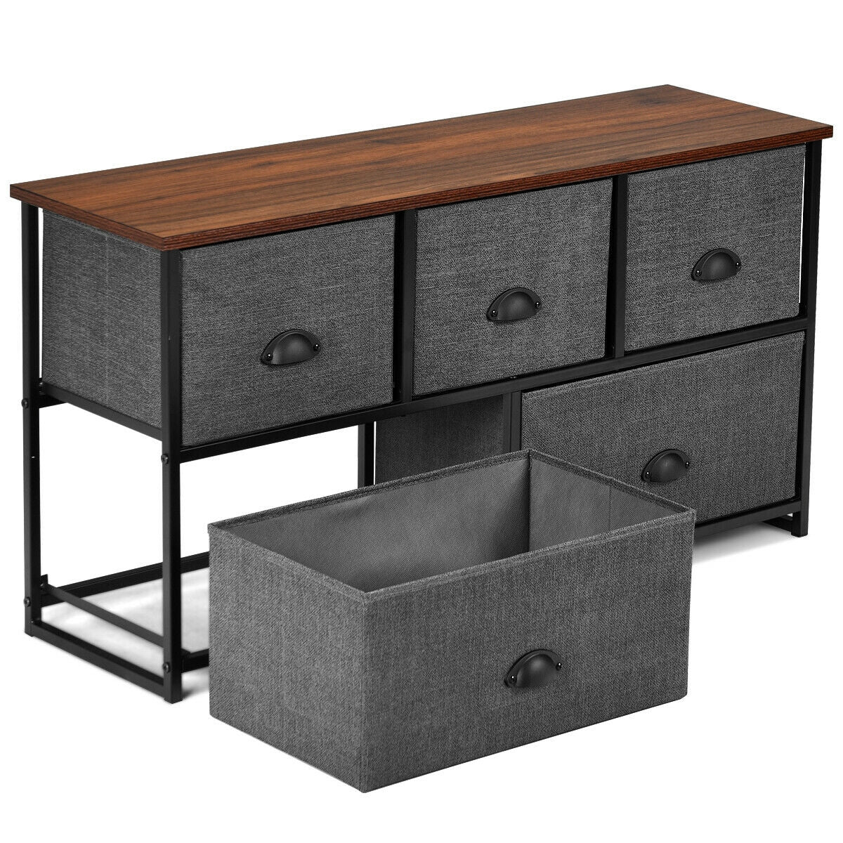 Cómoda de Madera Unidad de Almacenamiento Mesa Auxiliar Organizador de Exhibición-Gris