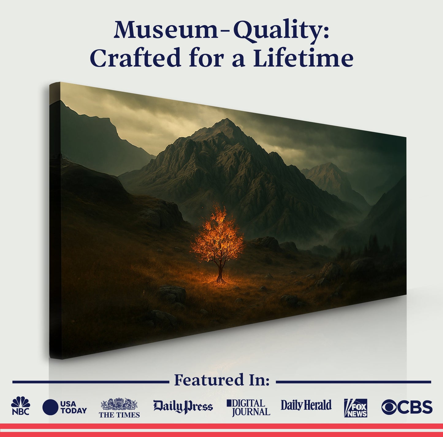 Burning Bush Faith Wall Art V canvas by Tailored Canvases; glowing orange tree in mountains on Tampa Home & Garden Store