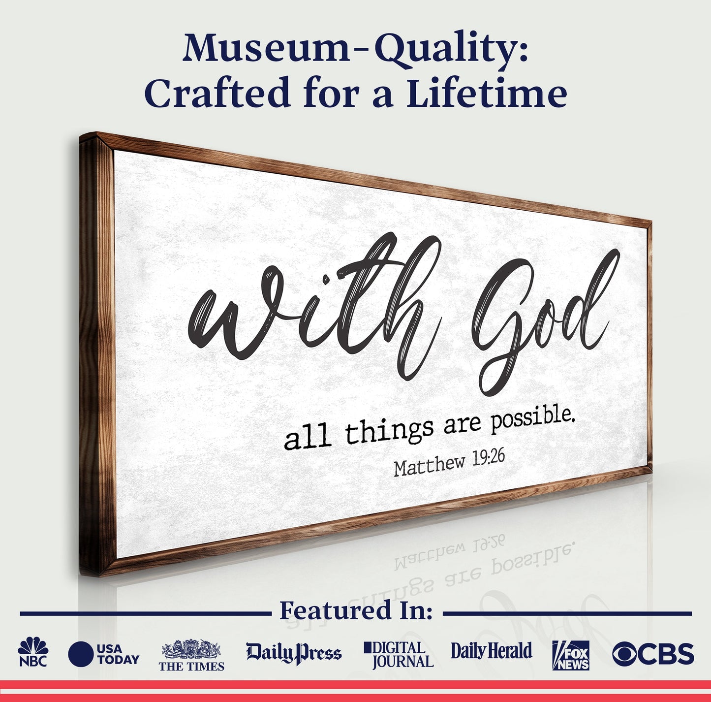 Tailored Canvases canvas faith sign Matthew 19:26 With God All Things Are Possible script on Tampa Home & Garden Store