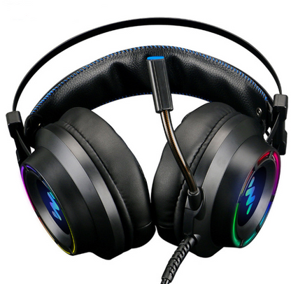 Stevvex gaming headset over-ear headphones with microphone, black RGB-lit ear cups on Tampa Home & Garden Store
