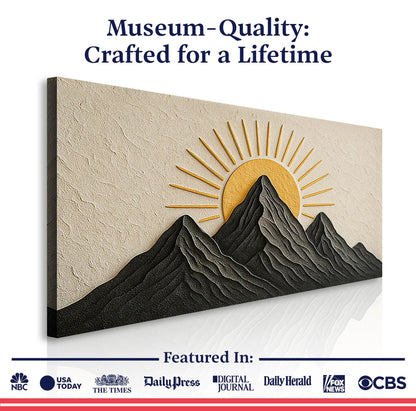 Mountain Majesty canvas wall art Tailored Canvases beige textured canvas with dark mountains on Tampa Home & Garden Store